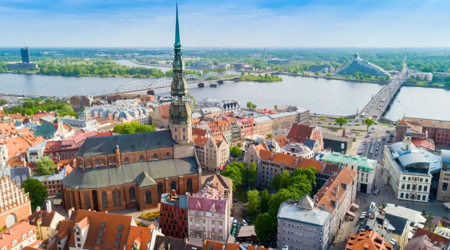 Top view of the old town in Riga, Latvia